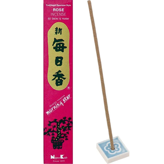 Rose incense stick with packaging on a white background