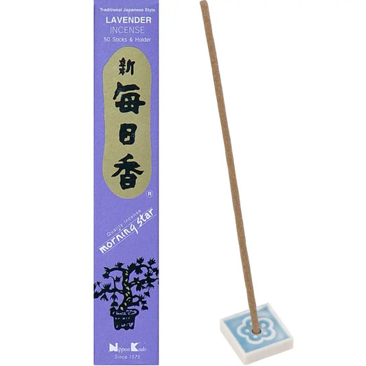 Lavender incense stick with packaging on a white background