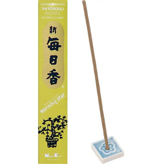 Incense stick with packaging labeled 'Morning Star' on a white background