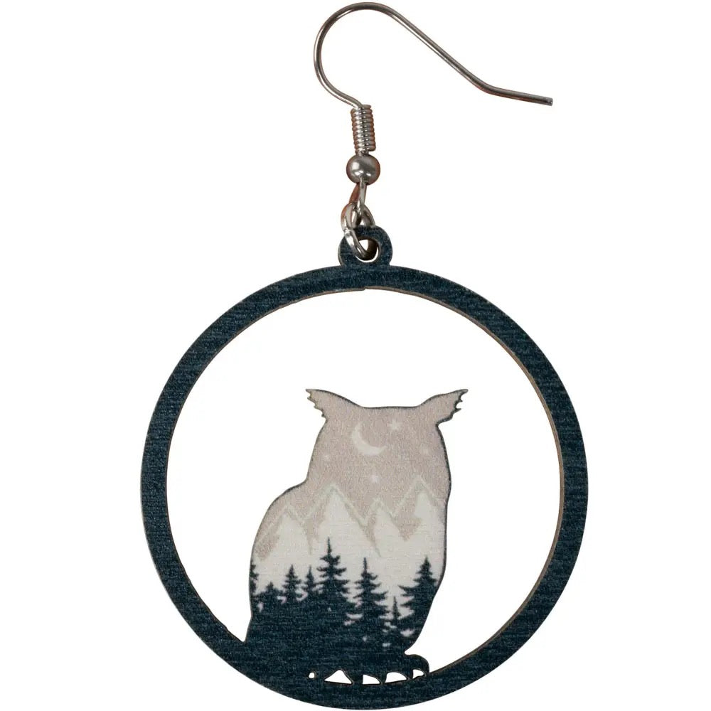 Earring Owl Wooden
