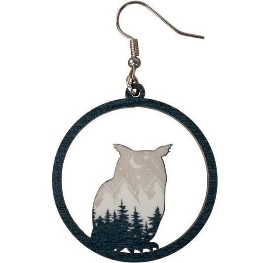 Earring Owl Wooden