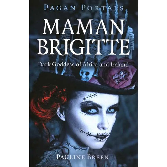 Book cover of 'Maman Brigitte' with a person wearing a decorative hat and dark makeup.