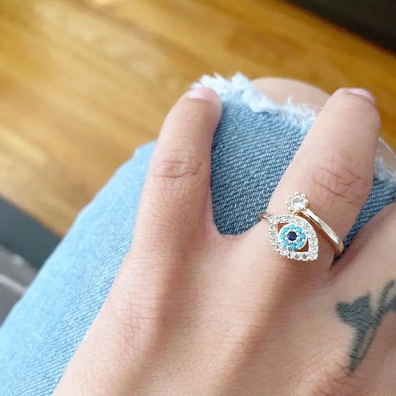 Ring Evil Eye Gems Adjustable