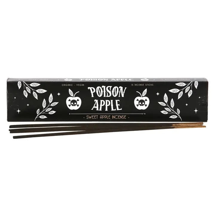 Incense sticks with 'Poison Apple' packaging on a white background
