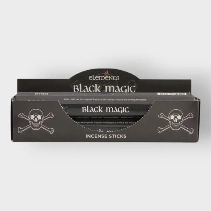 Box of Elements Black Magic incense sticks on a white background