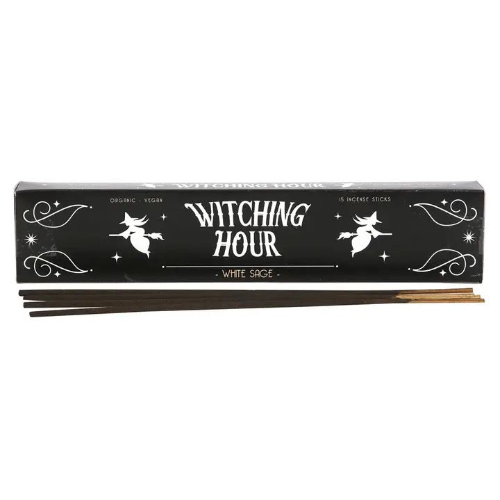 Witching Hour white sage incense sticks with packaging on a white background