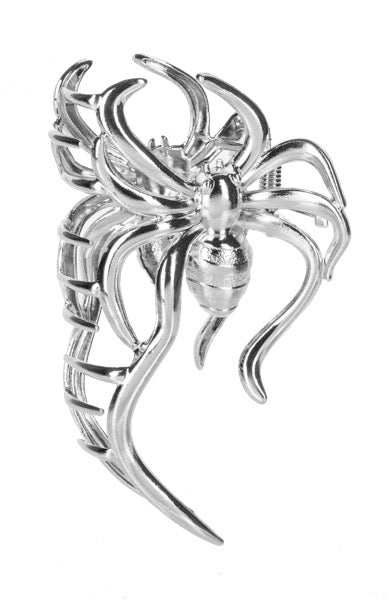 Silver spider-shaped Hair clip on a white background