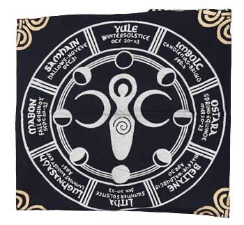 Altar Cloth Goddess Moon Phases Black & White 24 x 24