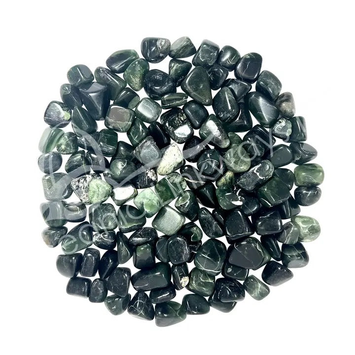 Kyanite Green Tumbled on a white background