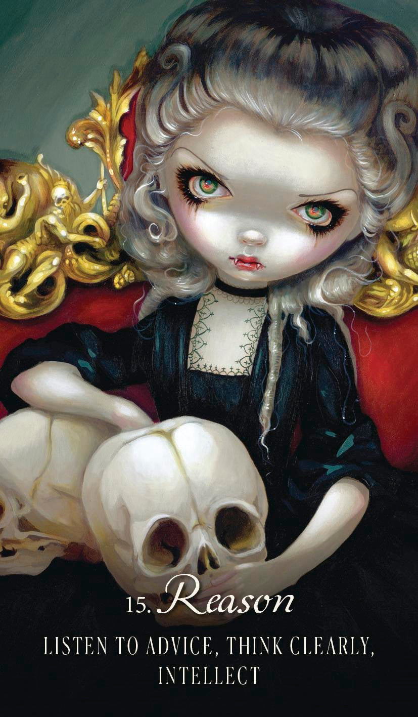 Artistic depiction of a character with a skull, wearing a crown, with text '15. Reason' at the bottom.