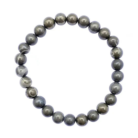 Gray beaded bracelet on a white background