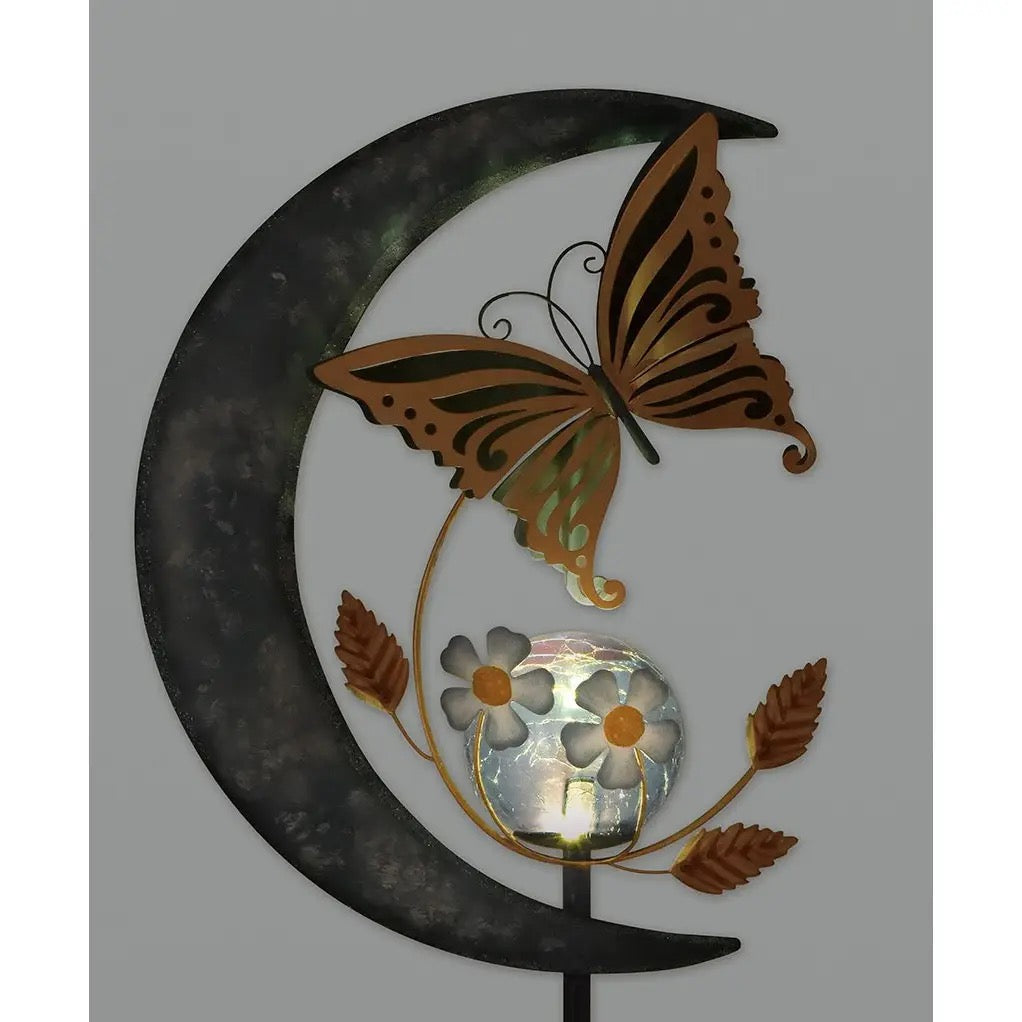 Stake Moon Blue Butterfly Solar lit