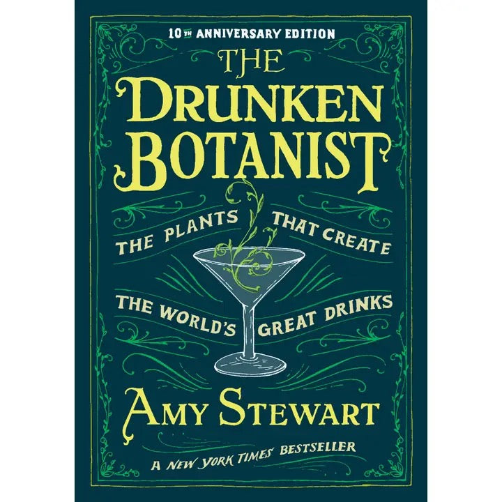 Book cover of 'The Drunken Botanist' by Amy Stewart with a green background and yellow text.
