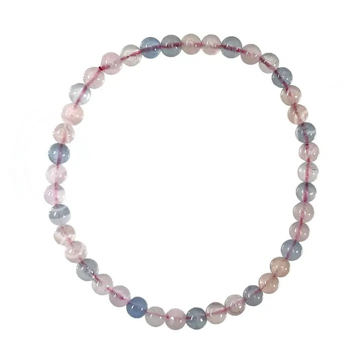 Necklace with multicolored beads on a white background