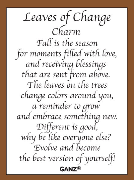 Text on a white background with a brown border, featuring a message from GANZ about the season of fall and personal growth.