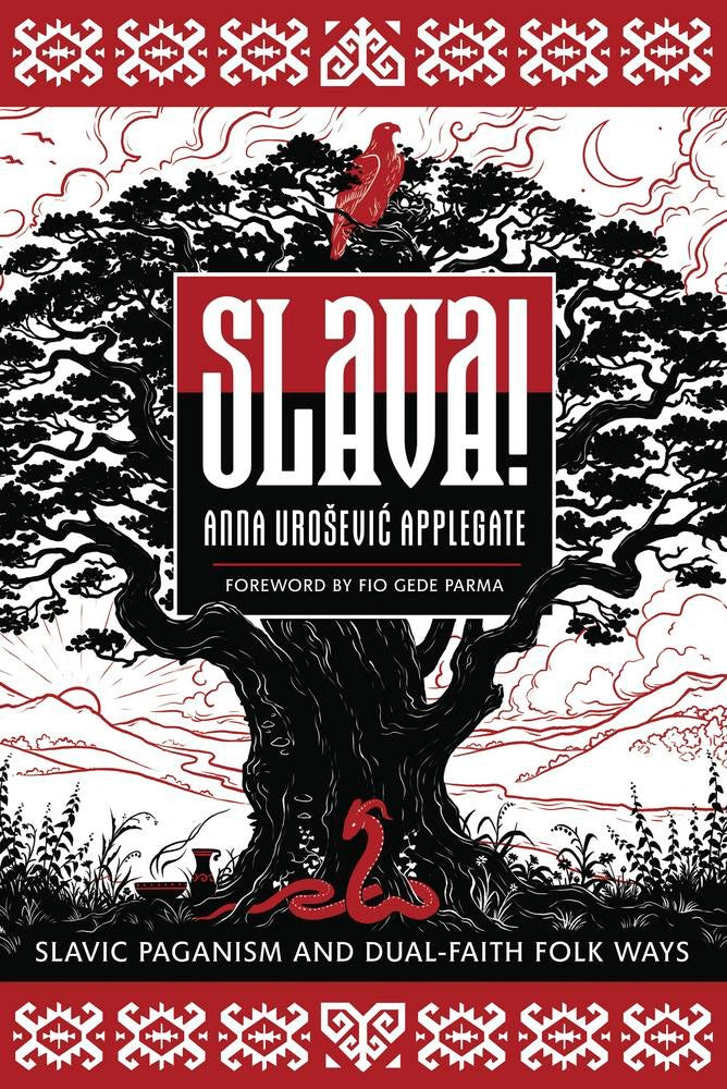 Book cover of 'Slava!' by Anna Urosevic Applegate with a tree design and red accents.