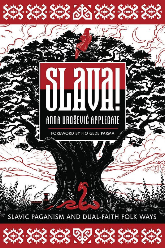 Book cover of 'Slava!' by Anna Urosevic Applegate with a tree design and red accents.