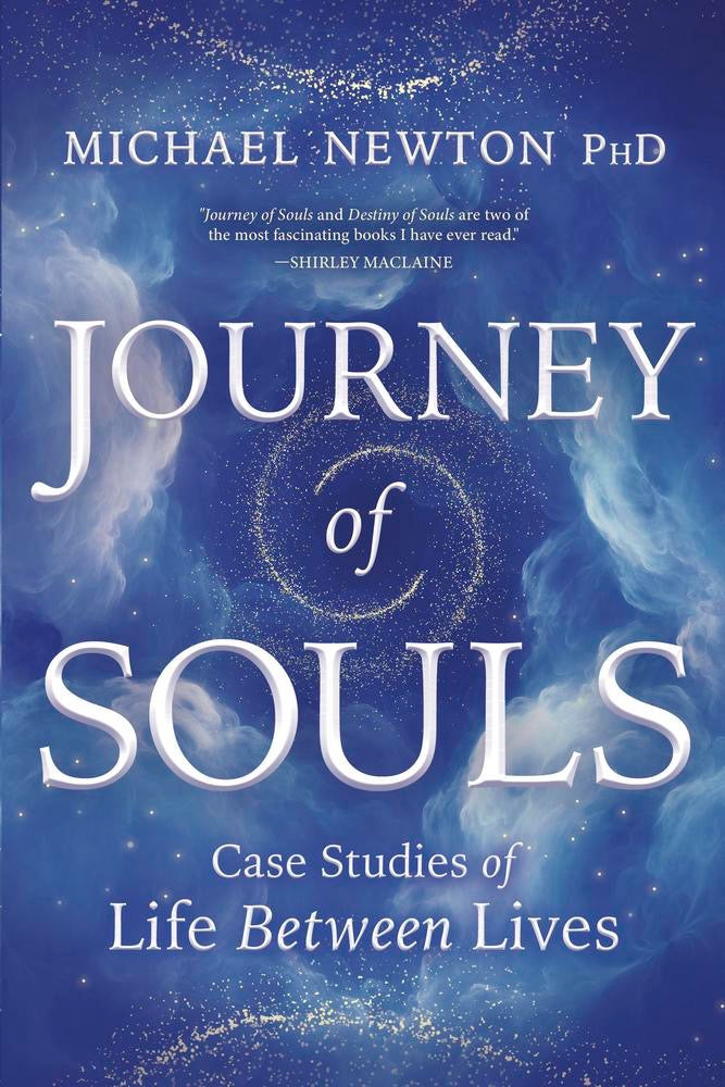 Book cover of 'Journey of Souls' by Michael Newton with a blue and white design.