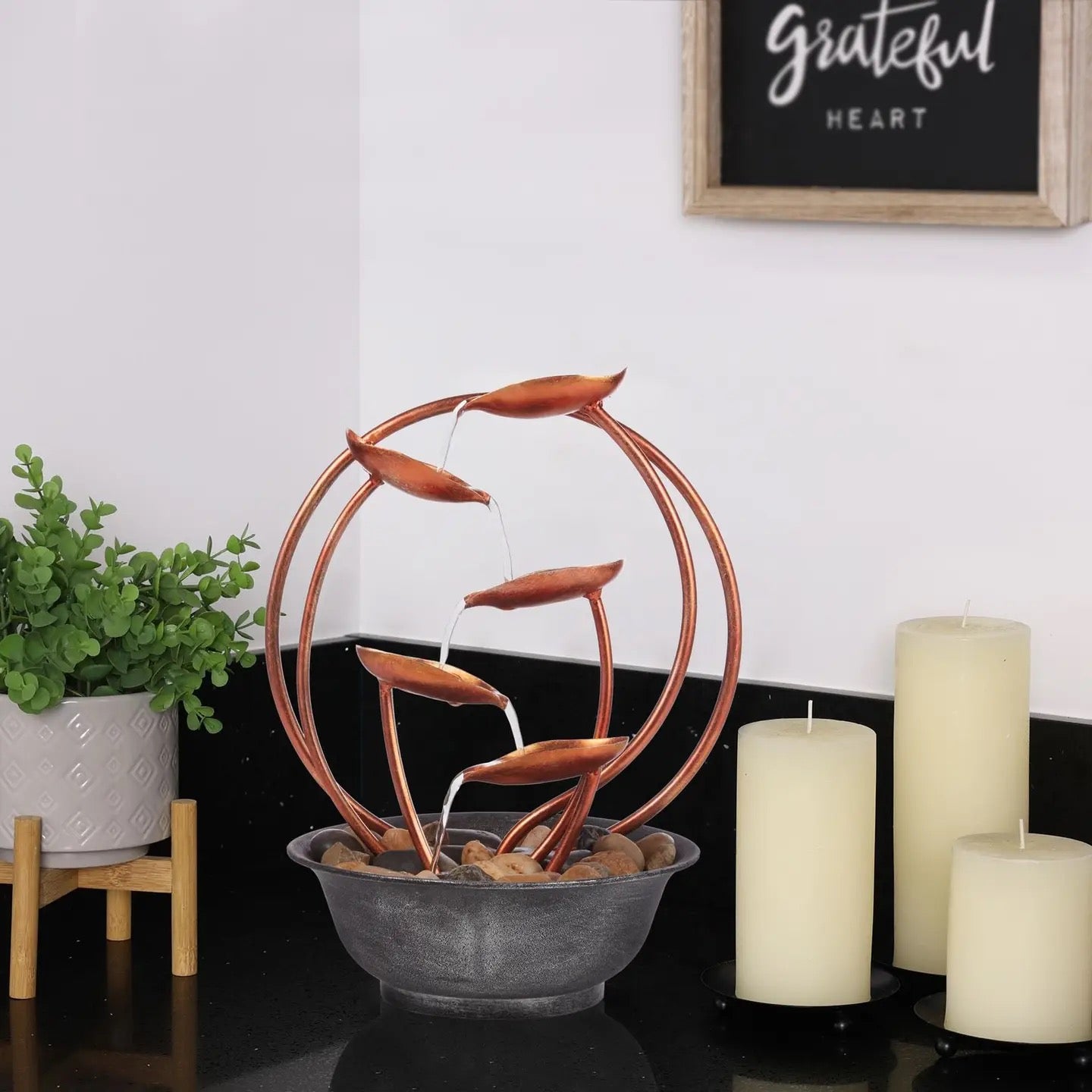 Fountain Metal Copper Leaf on table