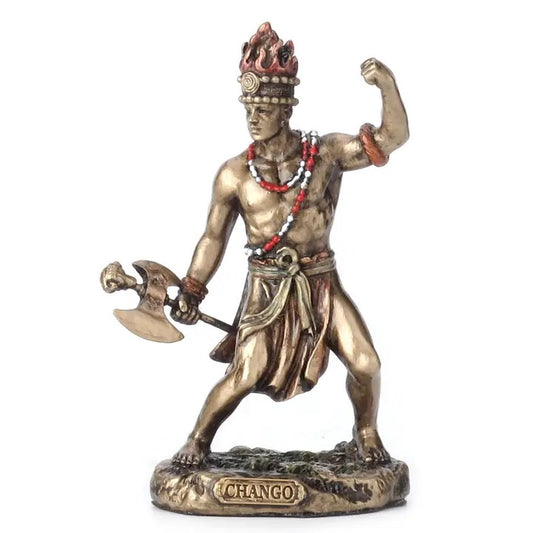 Statue of a warrior with an axe on a white background