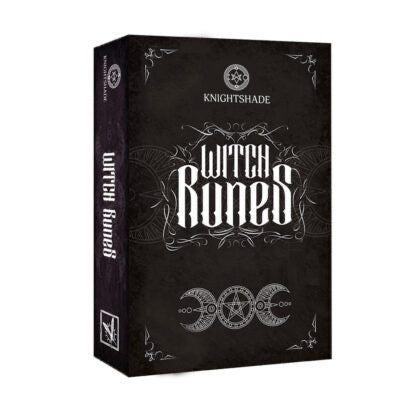 Witch Runes Box Black:
27 Wooden Runes with a Casting Mat, Drawstring Bag, and Guidebook.
Triple moon design.