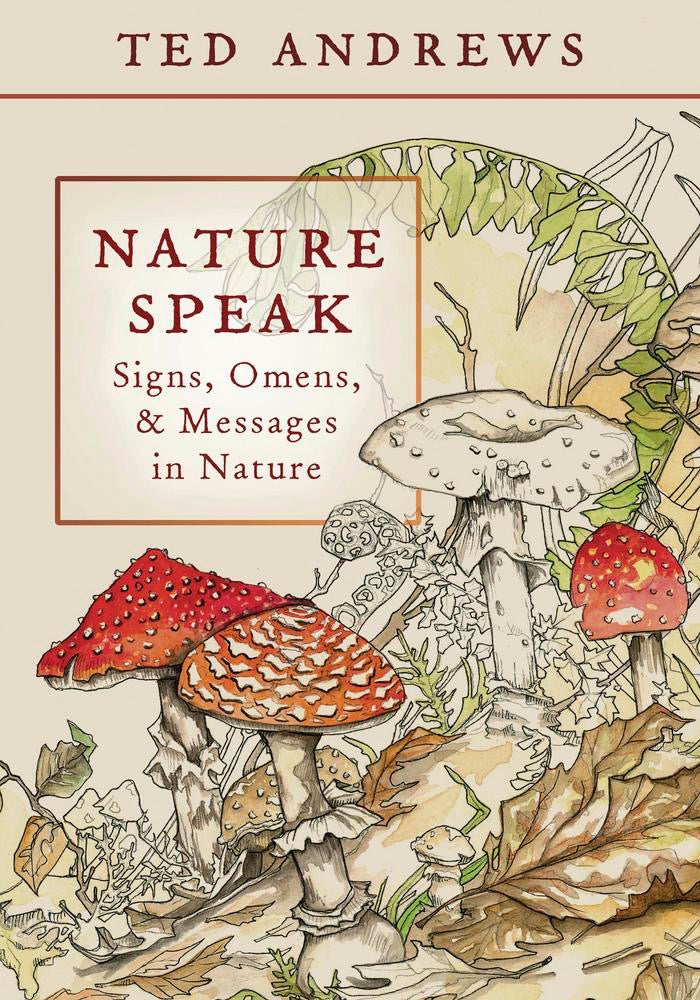 Book cover of 'Nature Speak' by Ted Andrews with illustrations of mushrooms and nature.