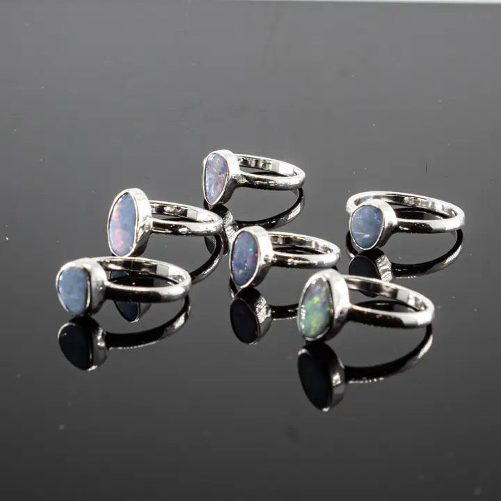 Ring Opal Blue Australian Oval SS