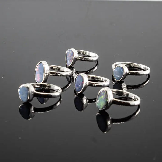 Ring Opal Blue Australian Oval SS