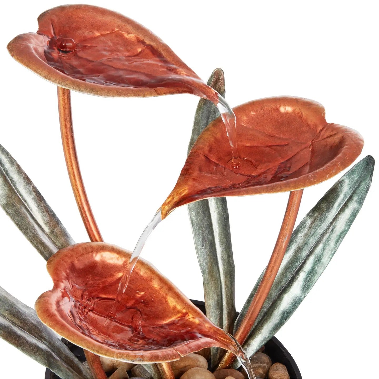 Fountain Metal Copper Tropical Floral close up