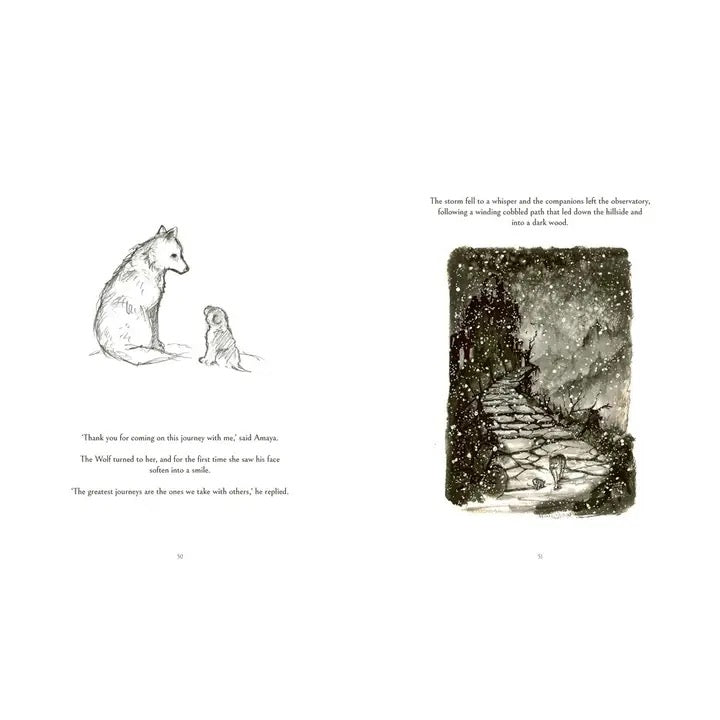 The Dog Who Followed the Moon excerpt two dogs words white background