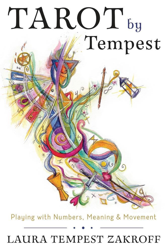 Book cover of 'Tarot by Tempest' with colorful design and text.