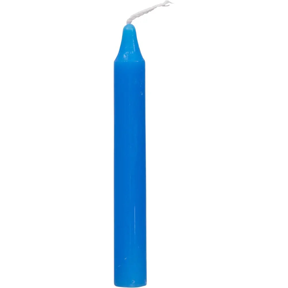 Blue candle on a white background