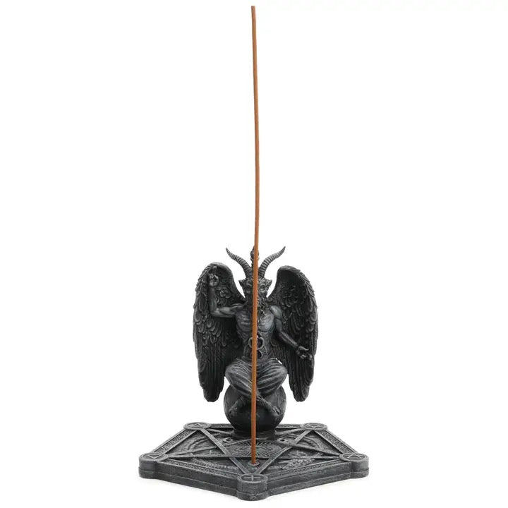 Decorative incense holder with Baphomet on a white background