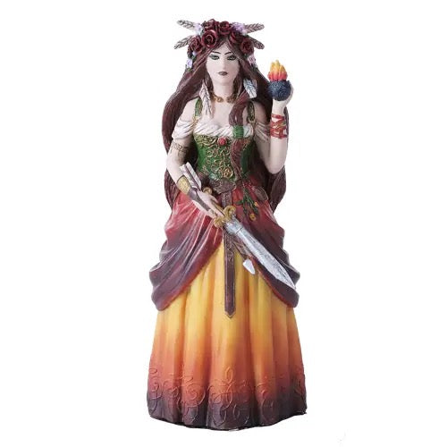 Colorful figurine of a warrior with a sword on a white background