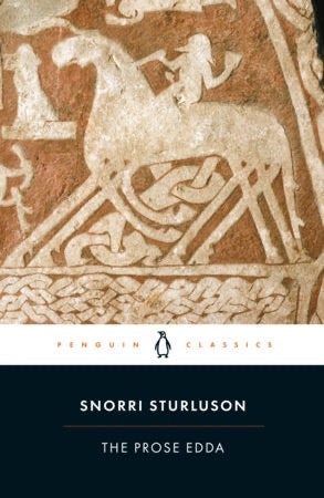Book cover of 'The Prose Edda' by Snorri Sturluson with Norse design elements.