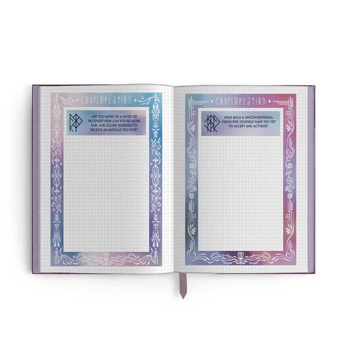 Sample pages from companion book with runes on.