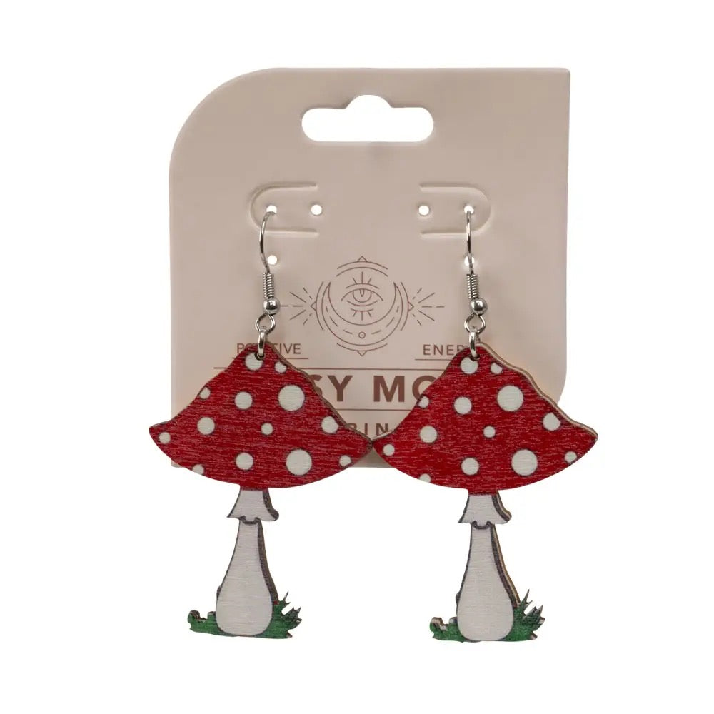 Earring Mushroom Wooden Dangle
