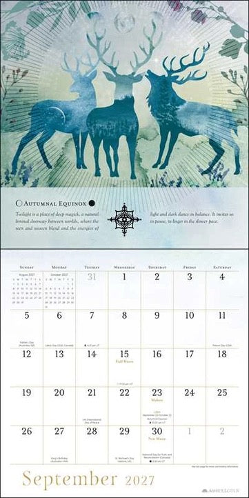 Calendar with deer illustration and September 2027 date