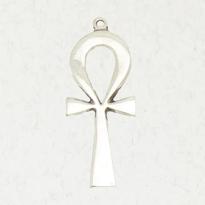 Pewter Ankh pendant on a white background