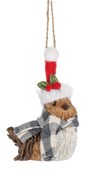Ornament Woodland Bird Santa Hat