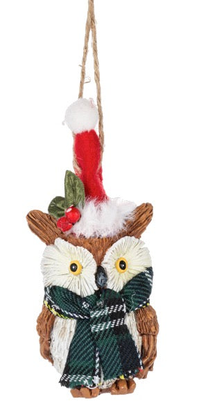 Ornament Woodland Owl Santa Hat