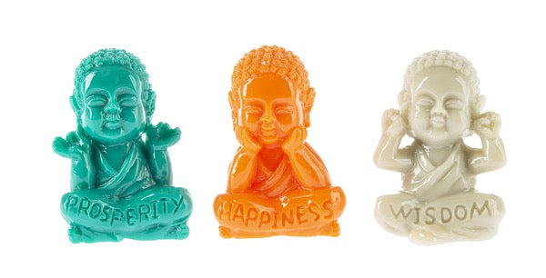 Charm Buddha green, orange, white