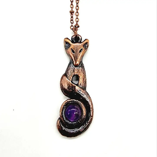 Fox necklace on a white background