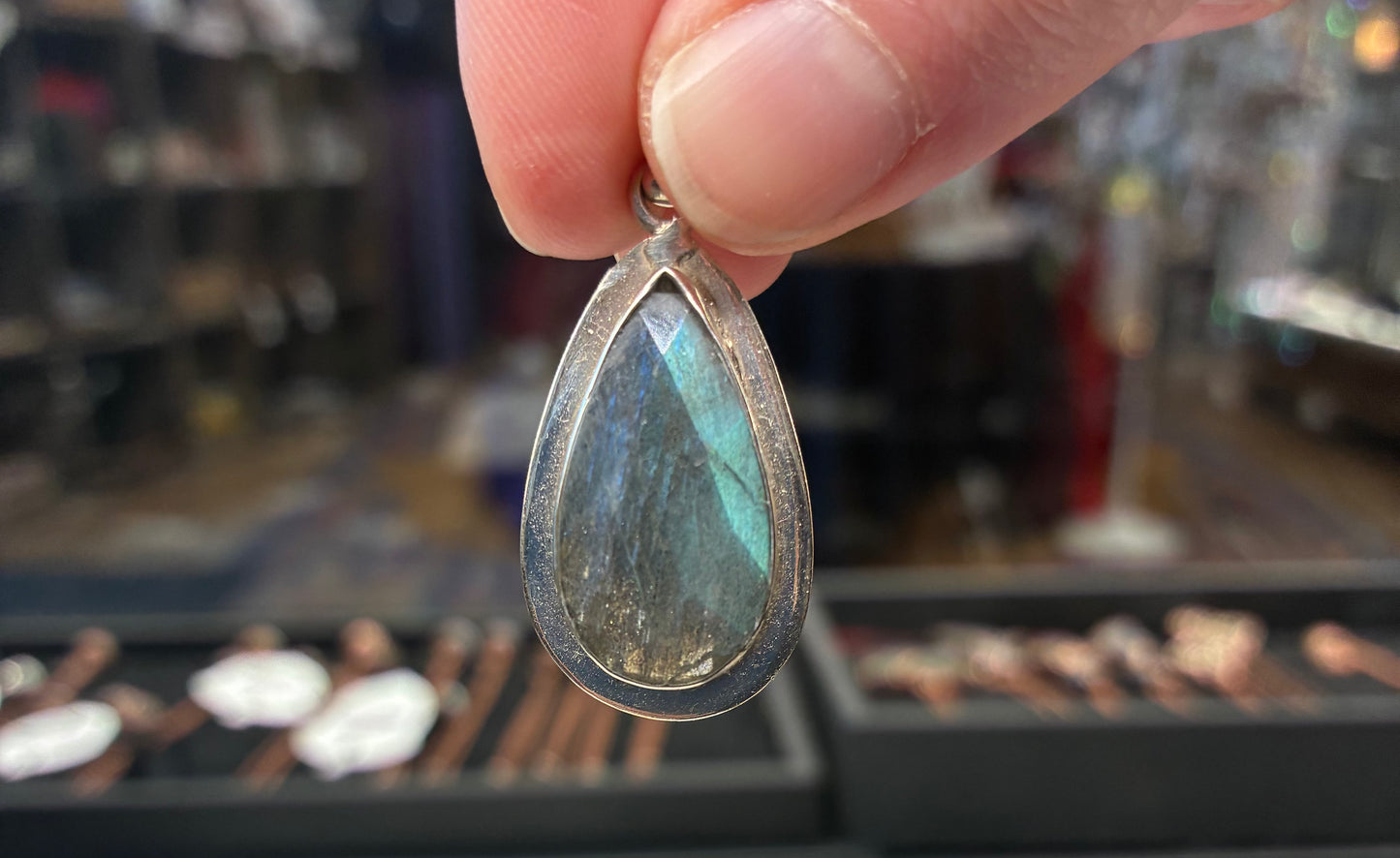 Labradorite Faceted Pendant with sterling silver