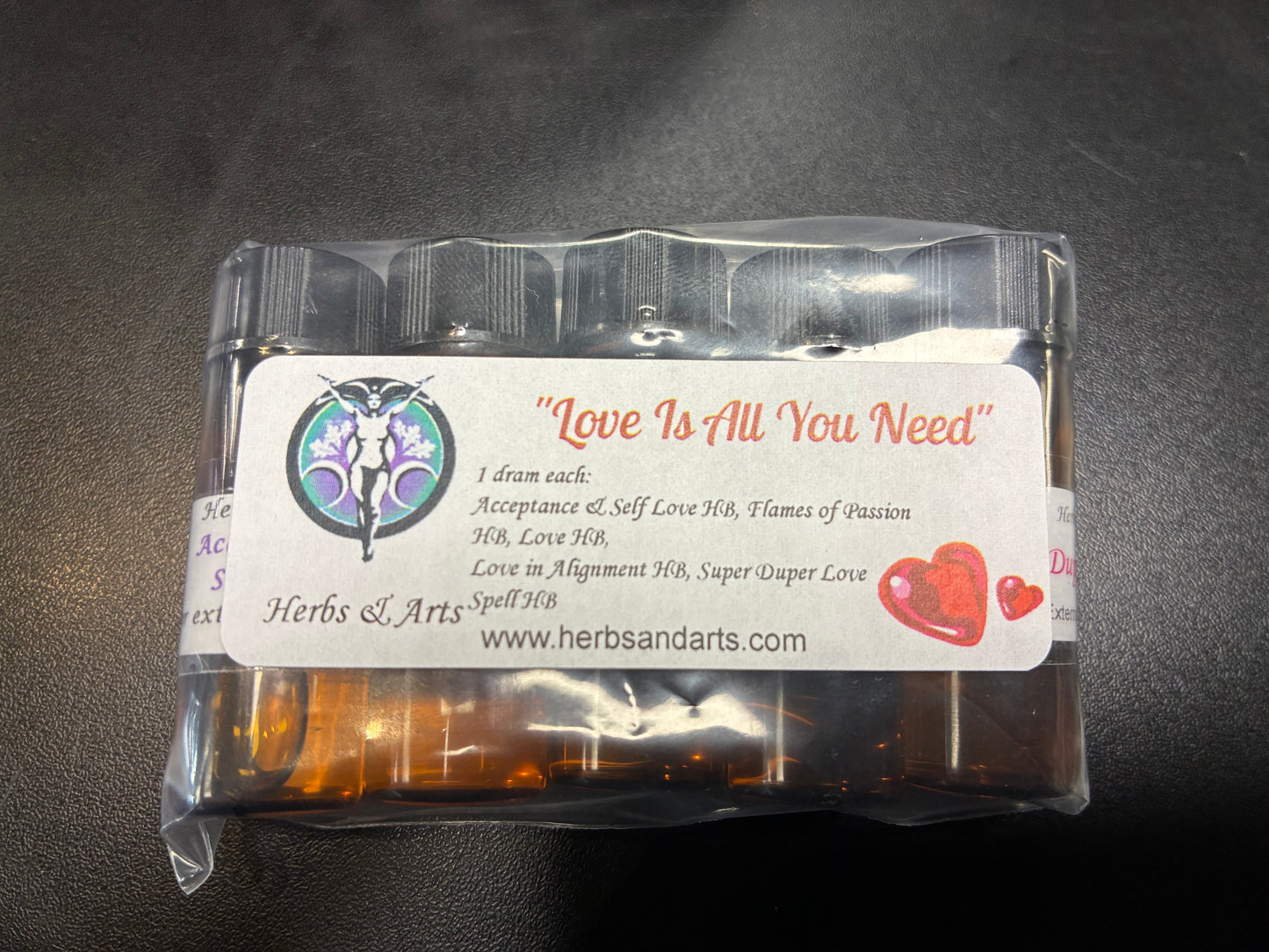 A small package with brown vials filled with fragrances.