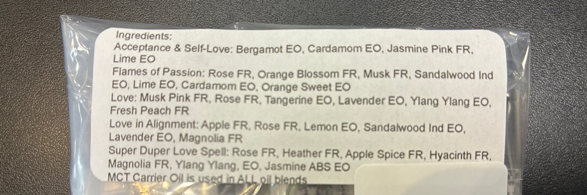 List of Ingredients of Oils