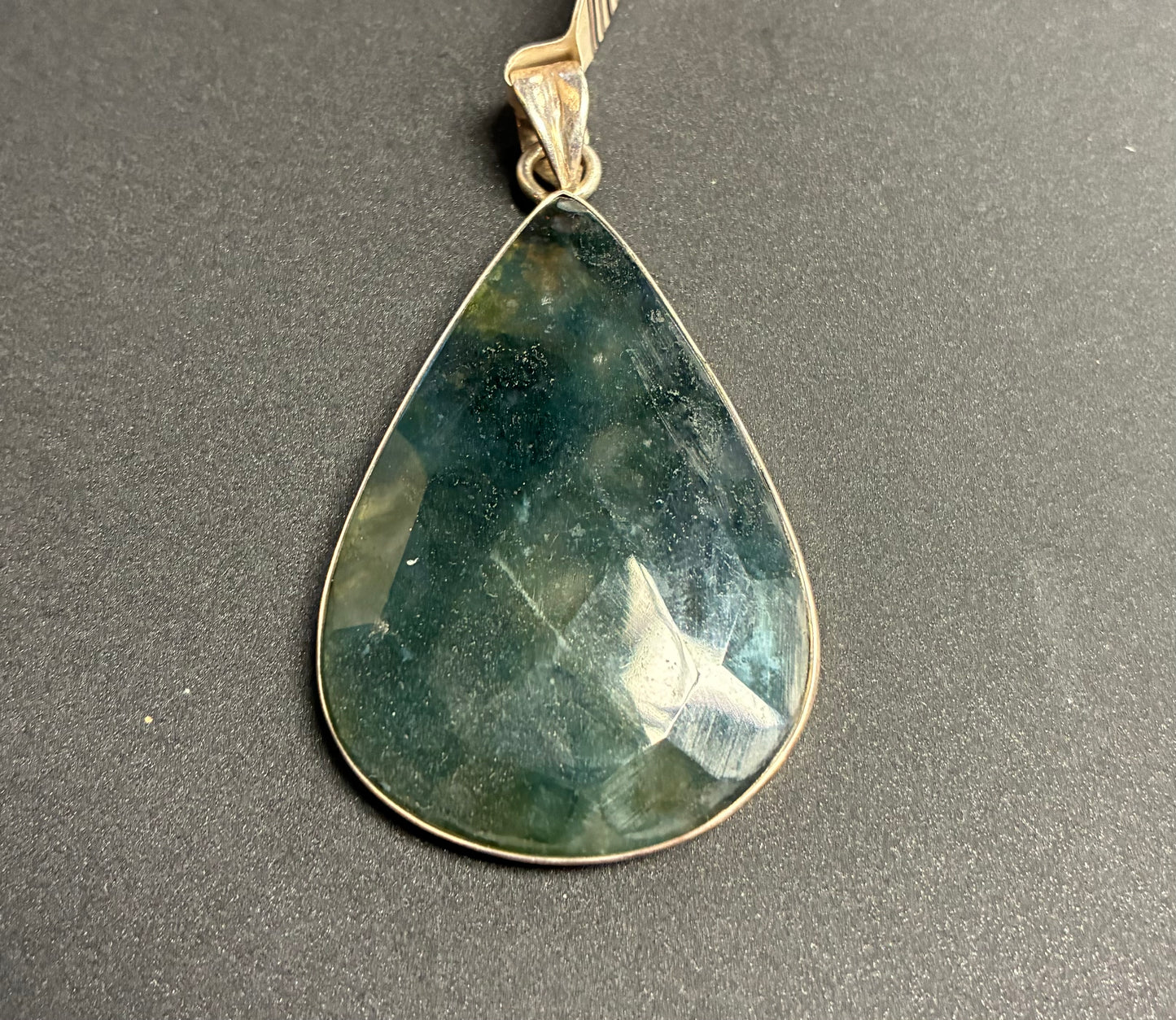 Moss Agate Pendant teardrop