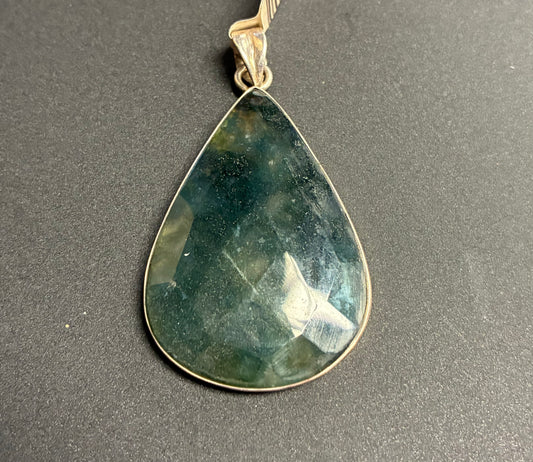 Moss Agate Pendant teardrop