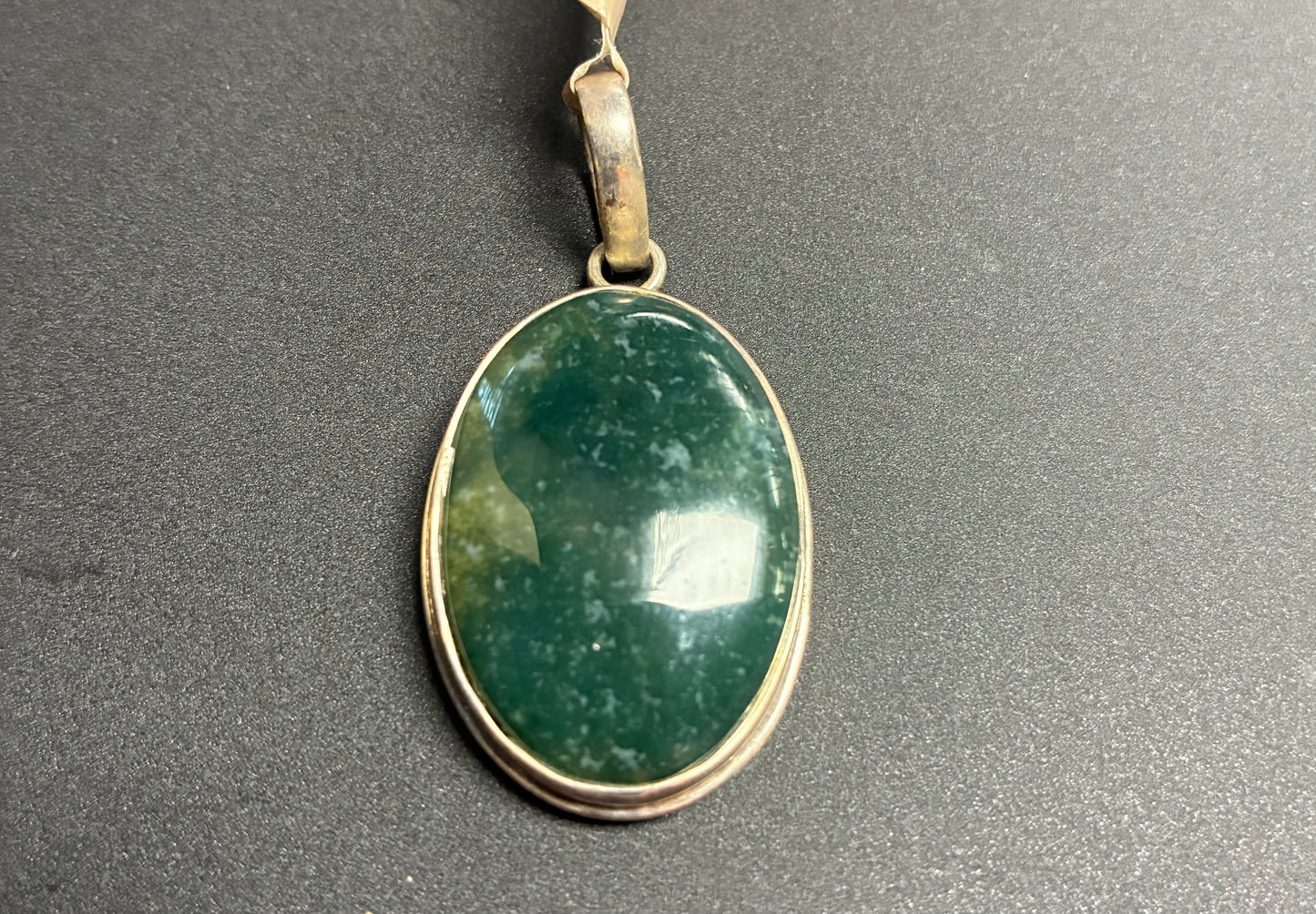 Moss Agate Pendant Oval Small Pendant 