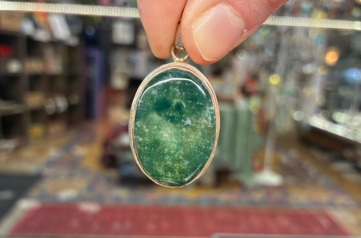 Moss Agate Pendant Oval Small Pendant 
